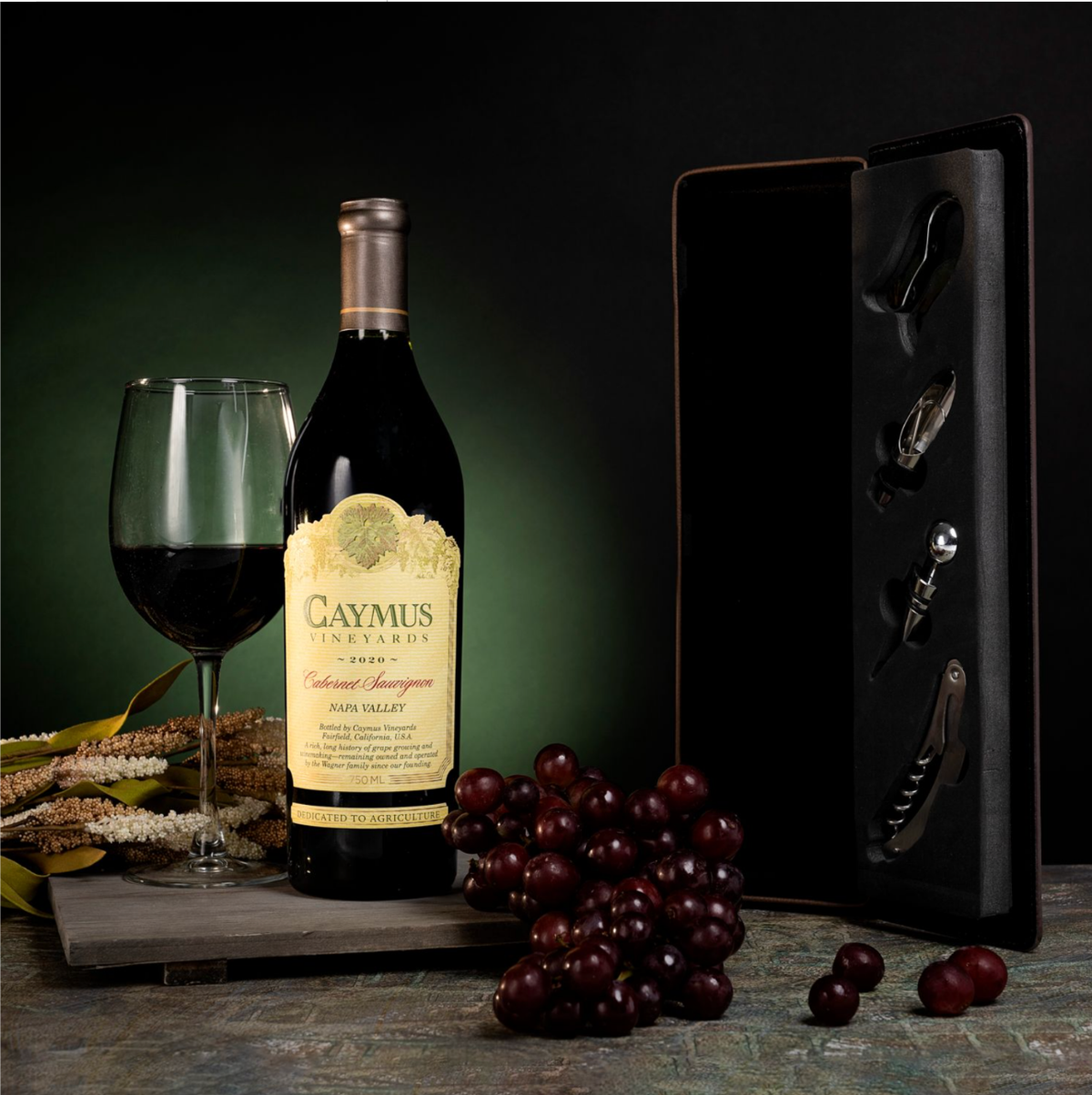 Custom Engraved Caymus Vineyards Cabernet Wine Gift Box Set - luxury wine gift
