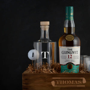 Glenlivet Whisky Gift Basket Set for birthdays, luxury corporate gifting, golf events, award, and retirements