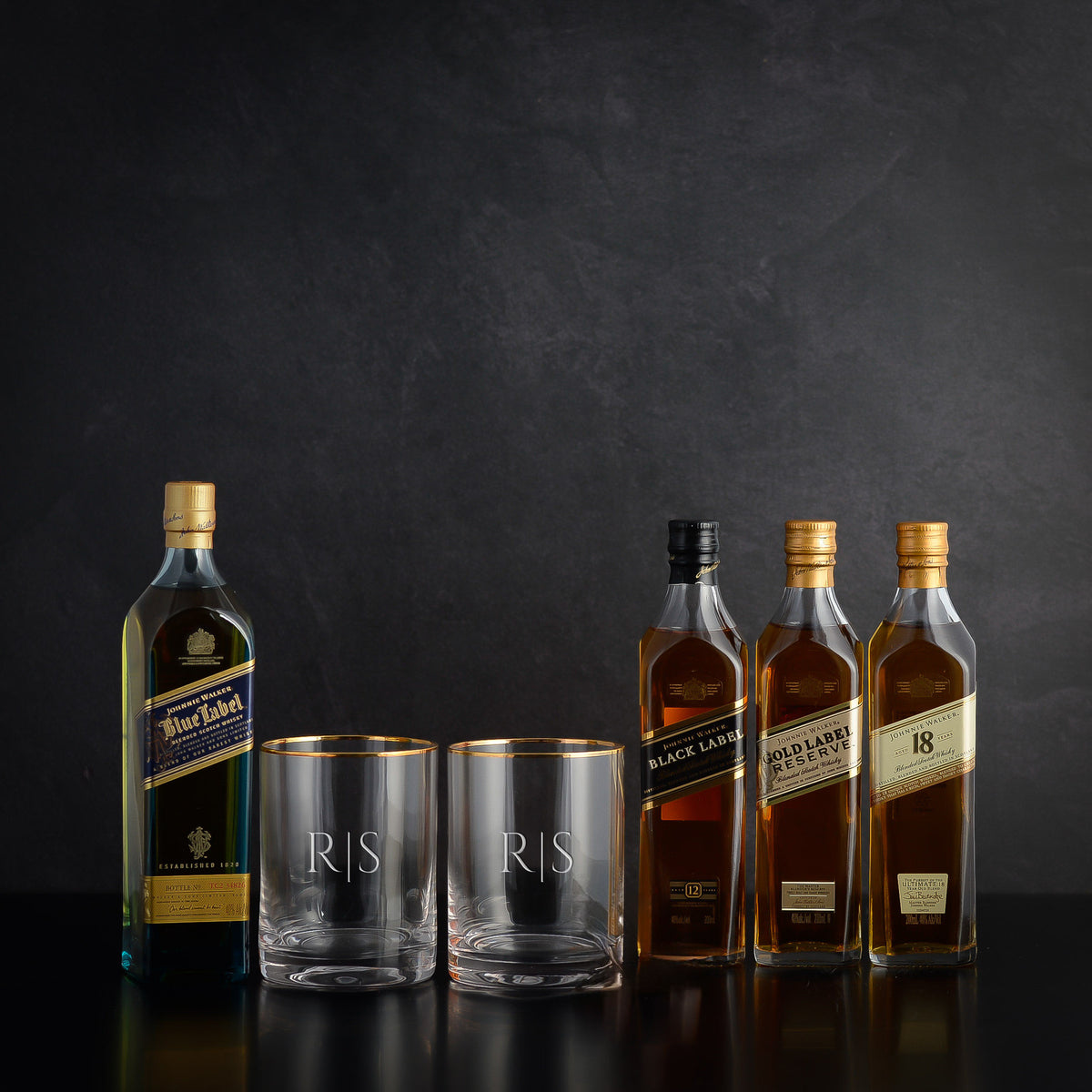 Luxury Johnnie Walker Scotch Whisky Sampler Gift Set with glasses - for scotch lovers, birthdays, holidays, and anniversaries