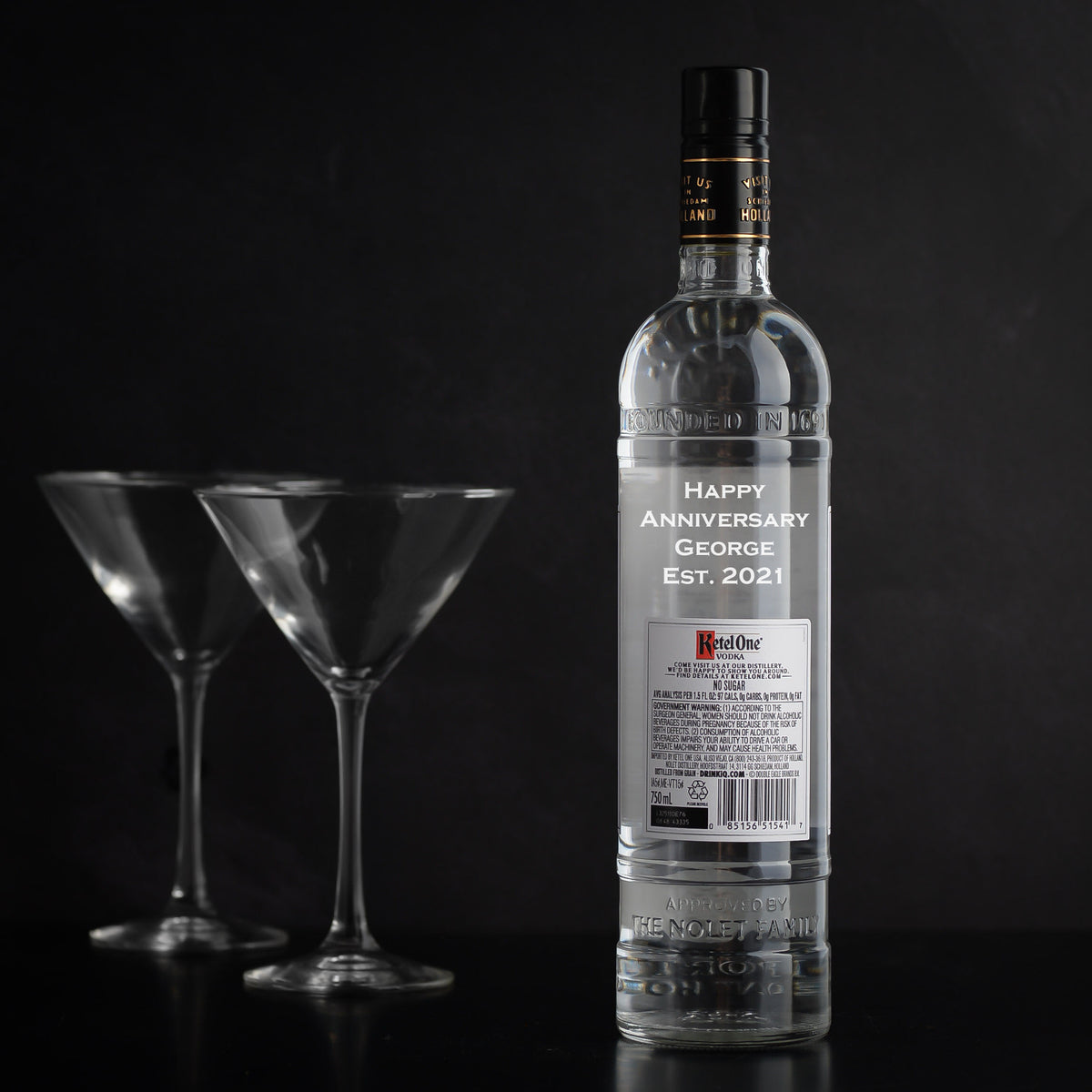Ketel One Vodka Engraved Bottle for birthdays, anniversaries, or a special thank you
