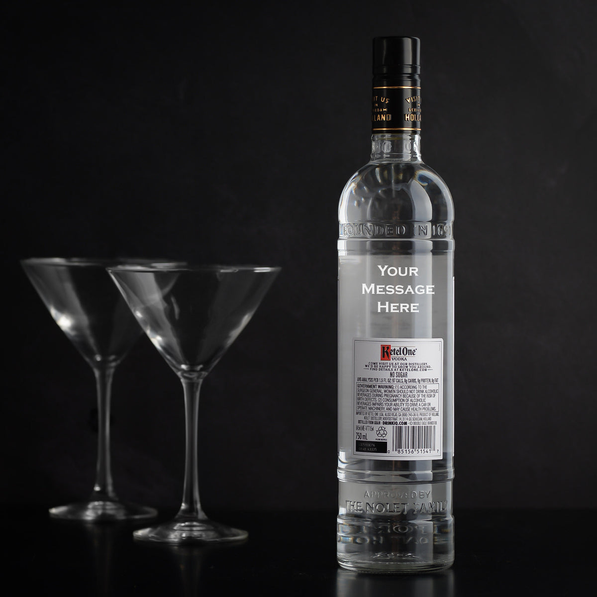 Ketel One Vodka Engraved bottle with custom message