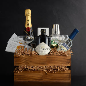 Henrick's Gin French 75 Gift Set; Champagne Gift Baskets for closings and birthdays
