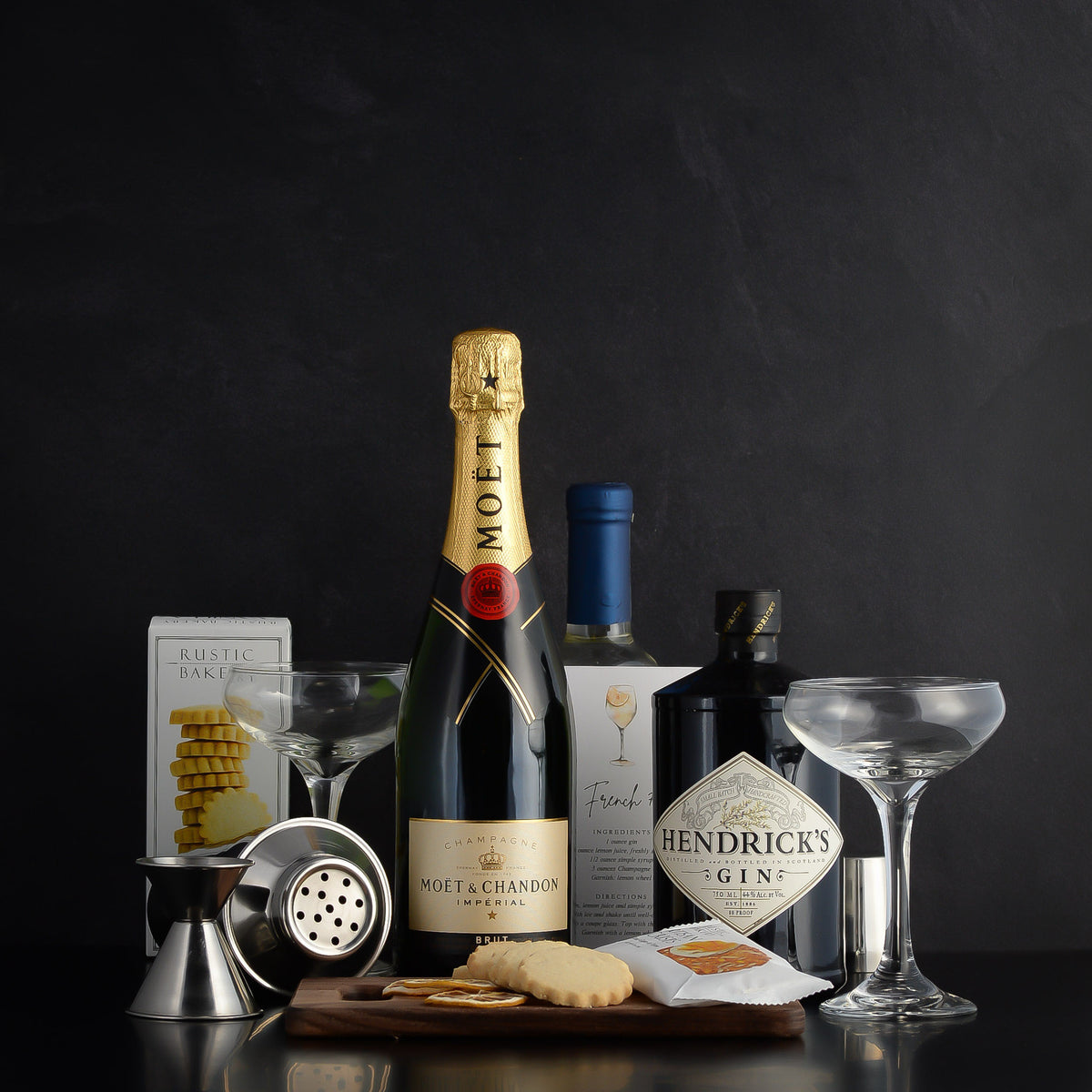 Henrick's Gin French 75 Gift Set; Champagne Gift Baskets for real estate closing, thank you, and birthdays