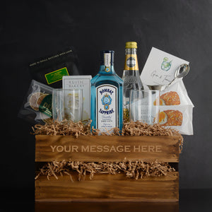 Luxury Bombay Sapphire Gin and Tonic Gift Basket Set by Elevated Spirit Shop - for corporate gifting, executive events, birthdays, a special thank-you, or closings
