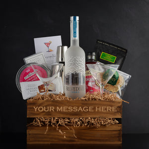 Belvedere Vodka Cosmopolitan Cocktail Gift Basket Set for birthdays, anniversaries, closings, or any vodka lover