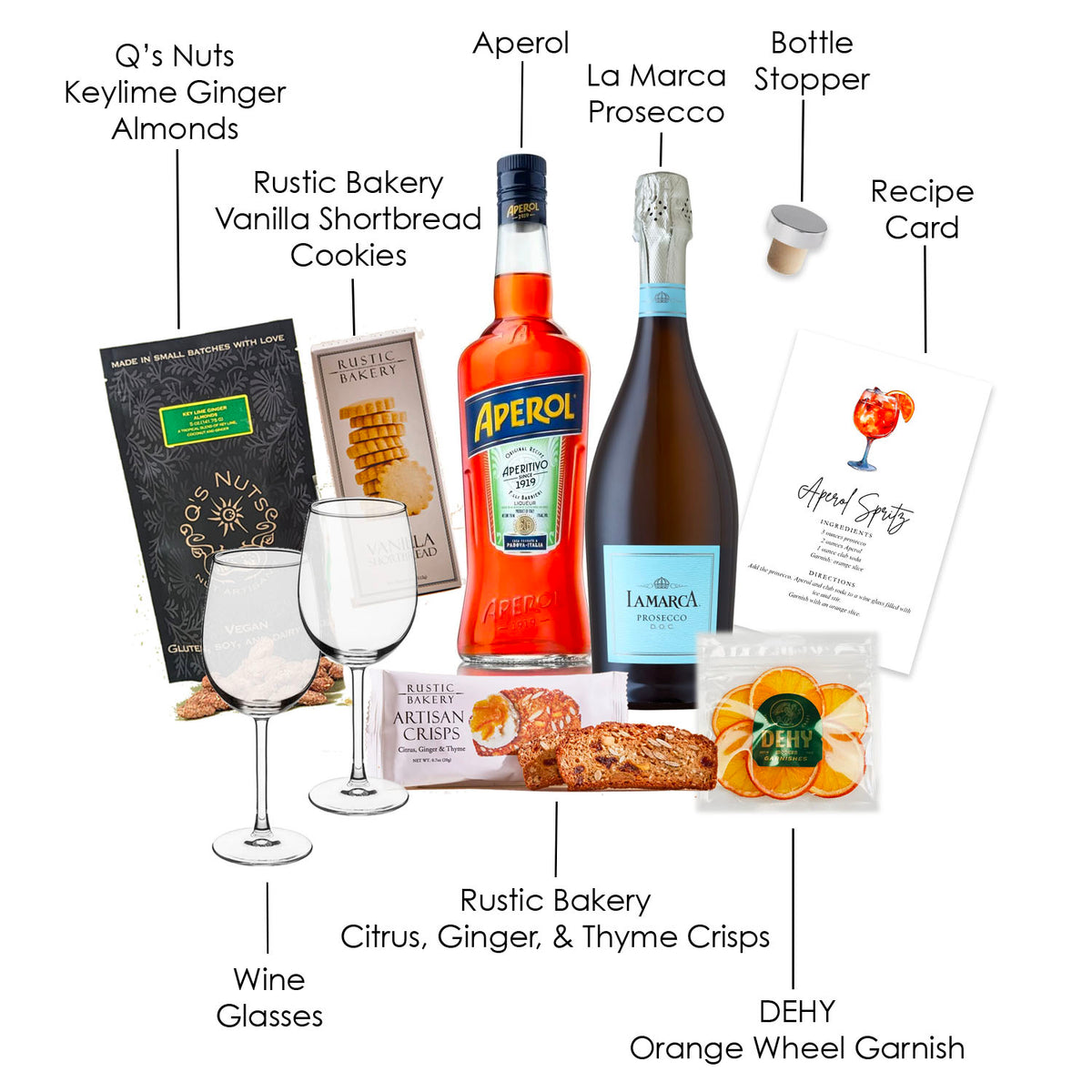 Aperol Spritz Cocktail Gift Set with LaMarca Prosecco for birthdays, corporate liquor gifts, and closings