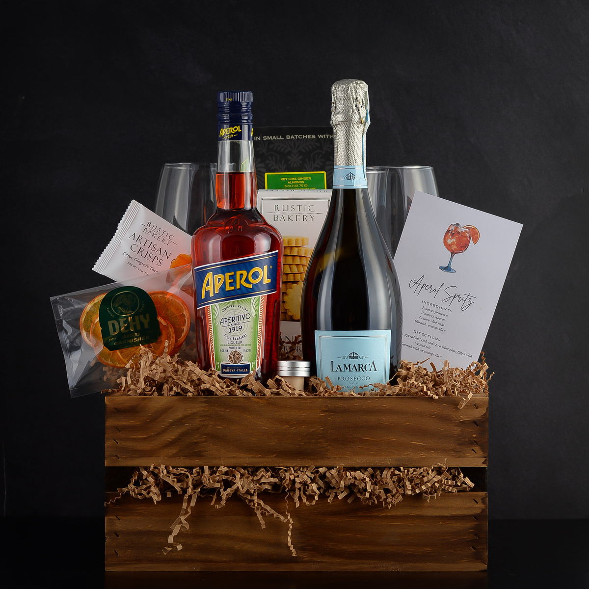 The best luxury Aperol Spritz Gift basket for real estate closing, thank you, corporate liquor gifts, and birthday events
