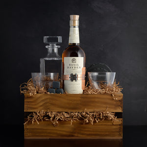 Personalized Bourbon Gift Set with Basil Hayden and glasses