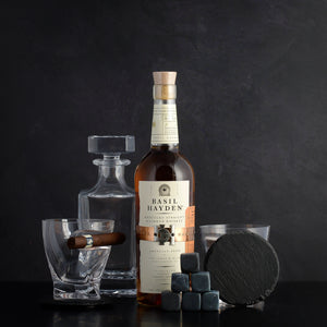 Basil Hayden Bourbon Whiskey Gift Basket Set with engraving
