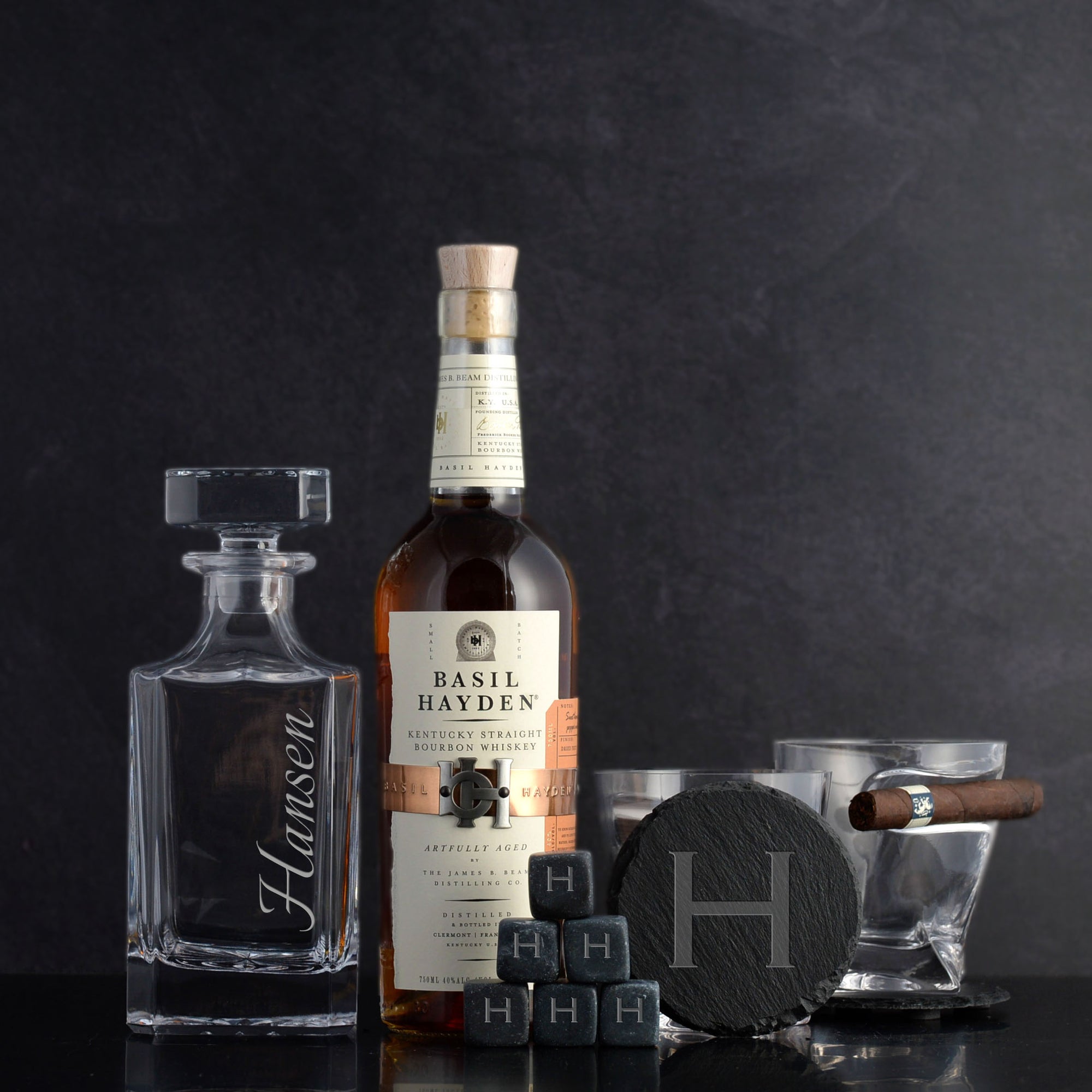 Engraved Bourbon Whiskey Gift Basket Set for birthdays, anniversaries, and a thank you