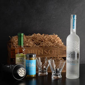 Belvedere Vodka Filthy Martini Gift Basket Set