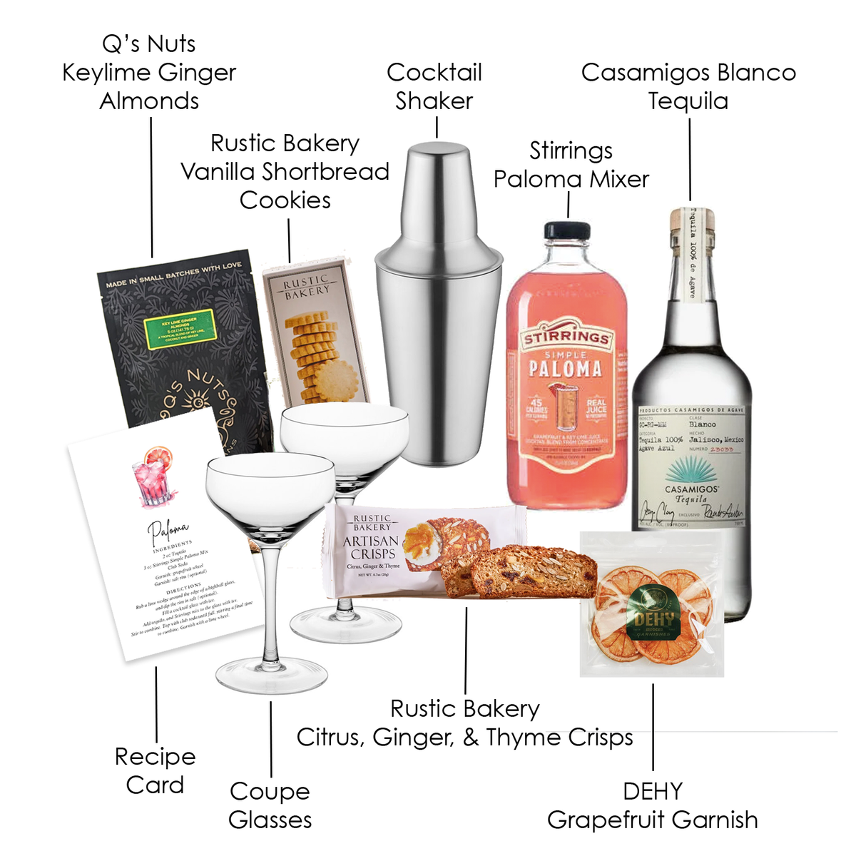 Paloma Tequila Cocktail Gift Basket for tequila lovers, Birthdays, corporate events, closings, a thank-you