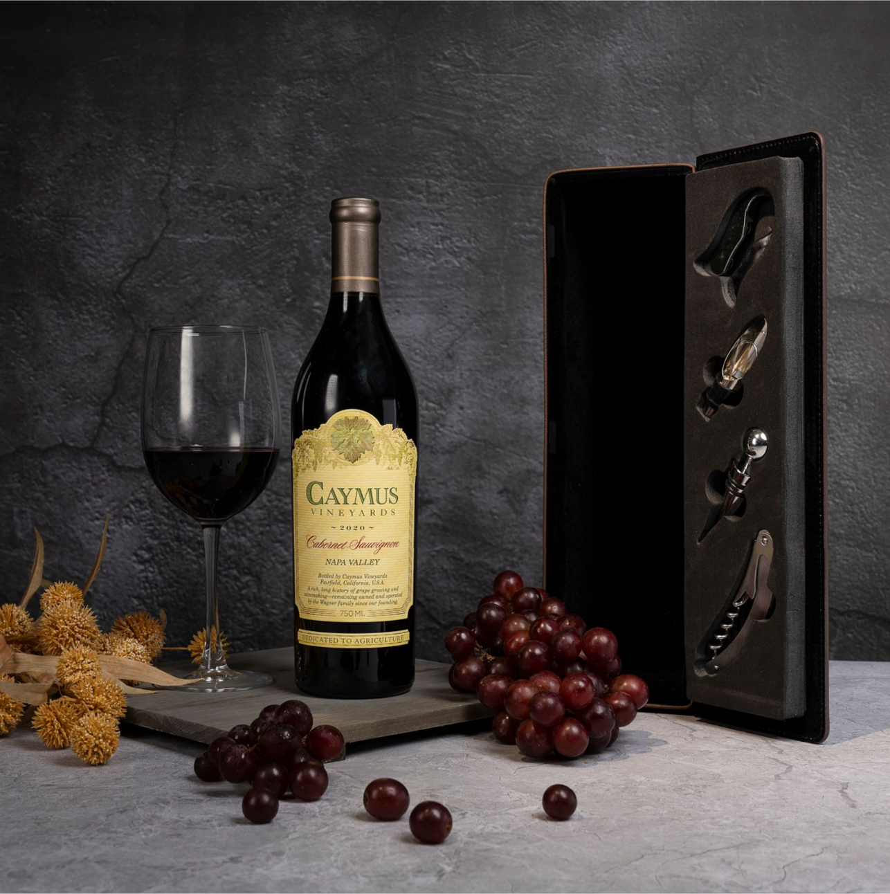 Caymus Vineyards Cabernet Luxury Wine Gift Box Set for birthdays, anniversaries, wine lovers and corporate wine gifts