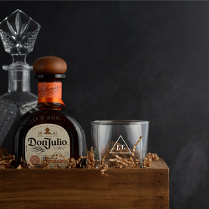 Don Julio Tequila Gift Basket Set with rocks glasses and decanter. Free engraving. Fast Delivery.