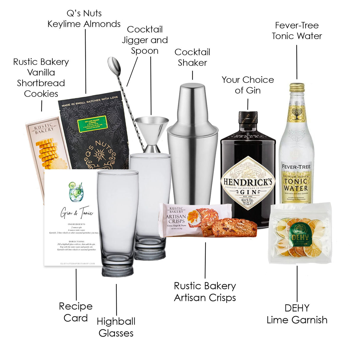 Luxury Bombay Sapphire Gin and Tonic Gift Basket Set by Elevated Spirit Shop