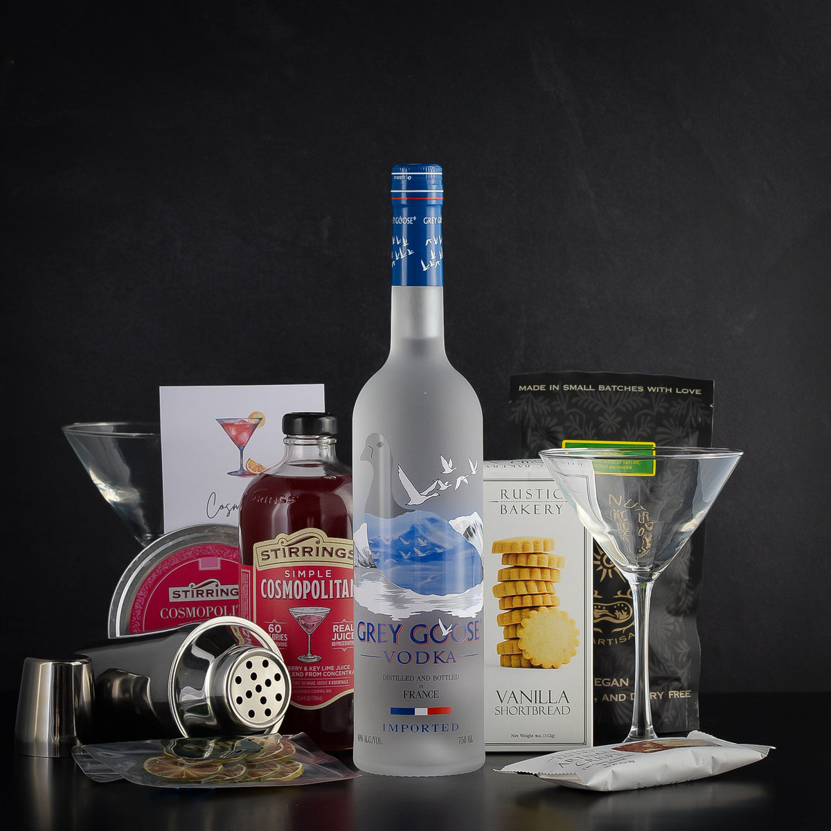 Grey Goose Vodka Cosmopolitan Gift Baske Set for clients, closings, birthdays, a thank-you, and any vodka lover