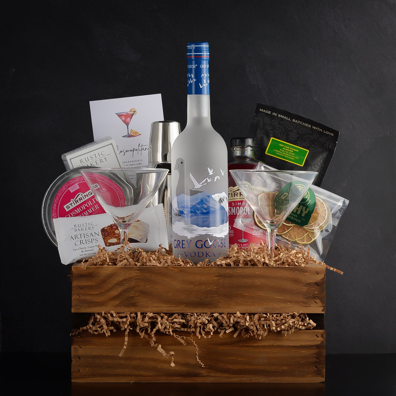 Grey Goose Vodka Cosmopolitan Gift Baske Set for clients, closings, birthdays, a thank-you, and any vodka lover