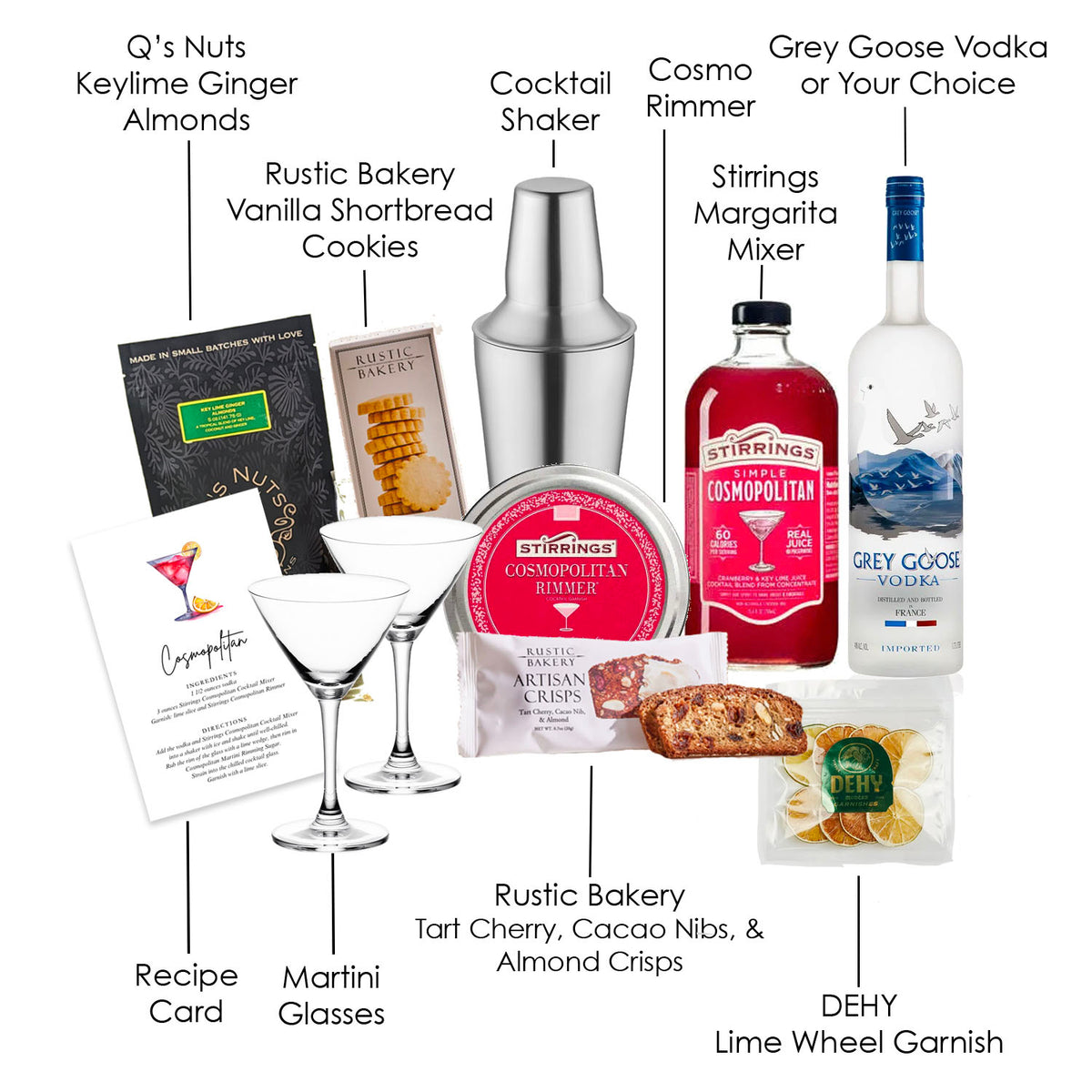 Grey Goose Vodka Cosmopolitan Gift Baske Set for clients, closings, birthdays, a thank-you, and any vodka lover