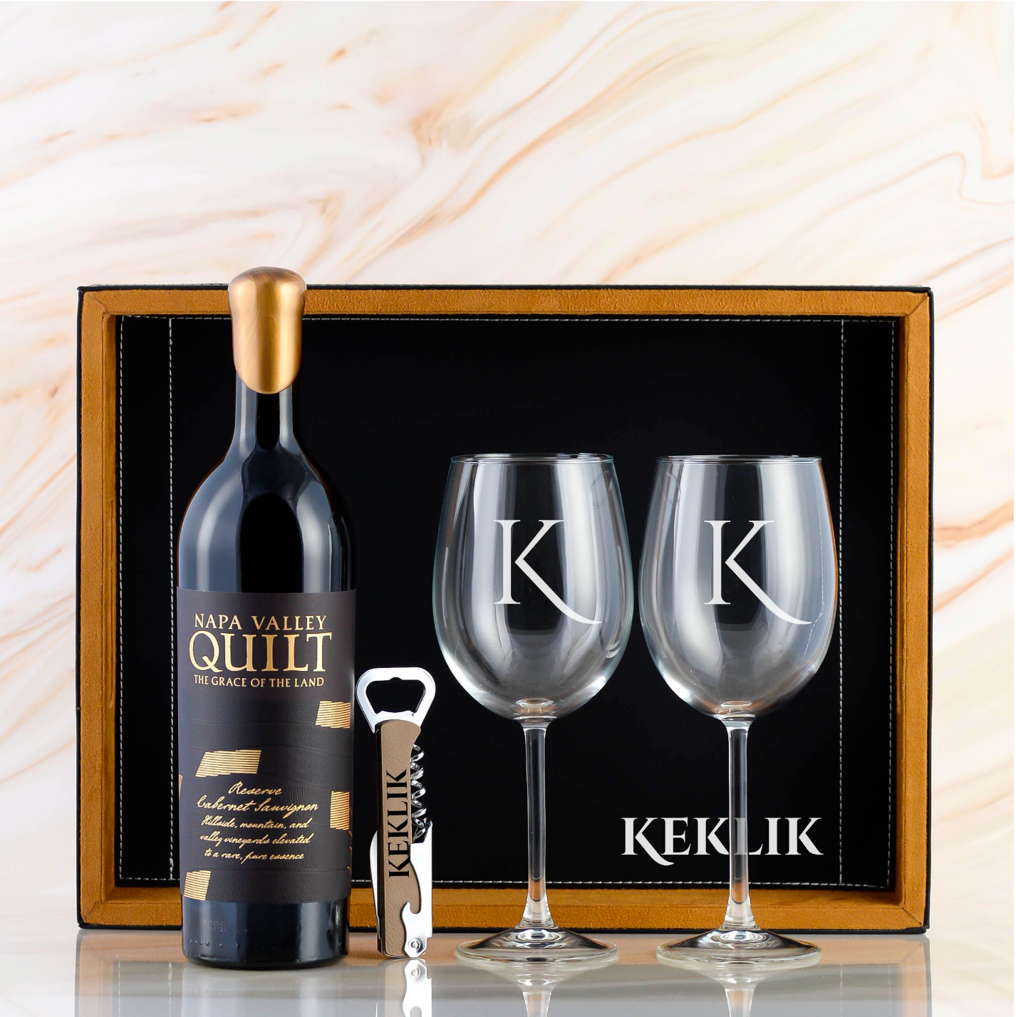 Luxury Wine Gift Set with glasses for corporate wine gifts, birthdays, house warming, anniversary, thank-you.