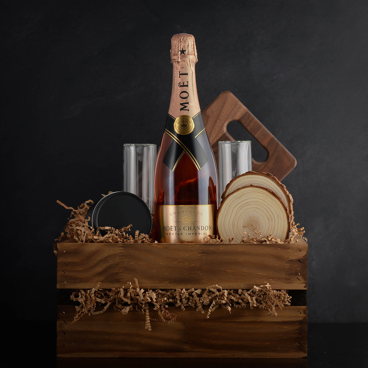 Moet Rose Champagne Gift Basket