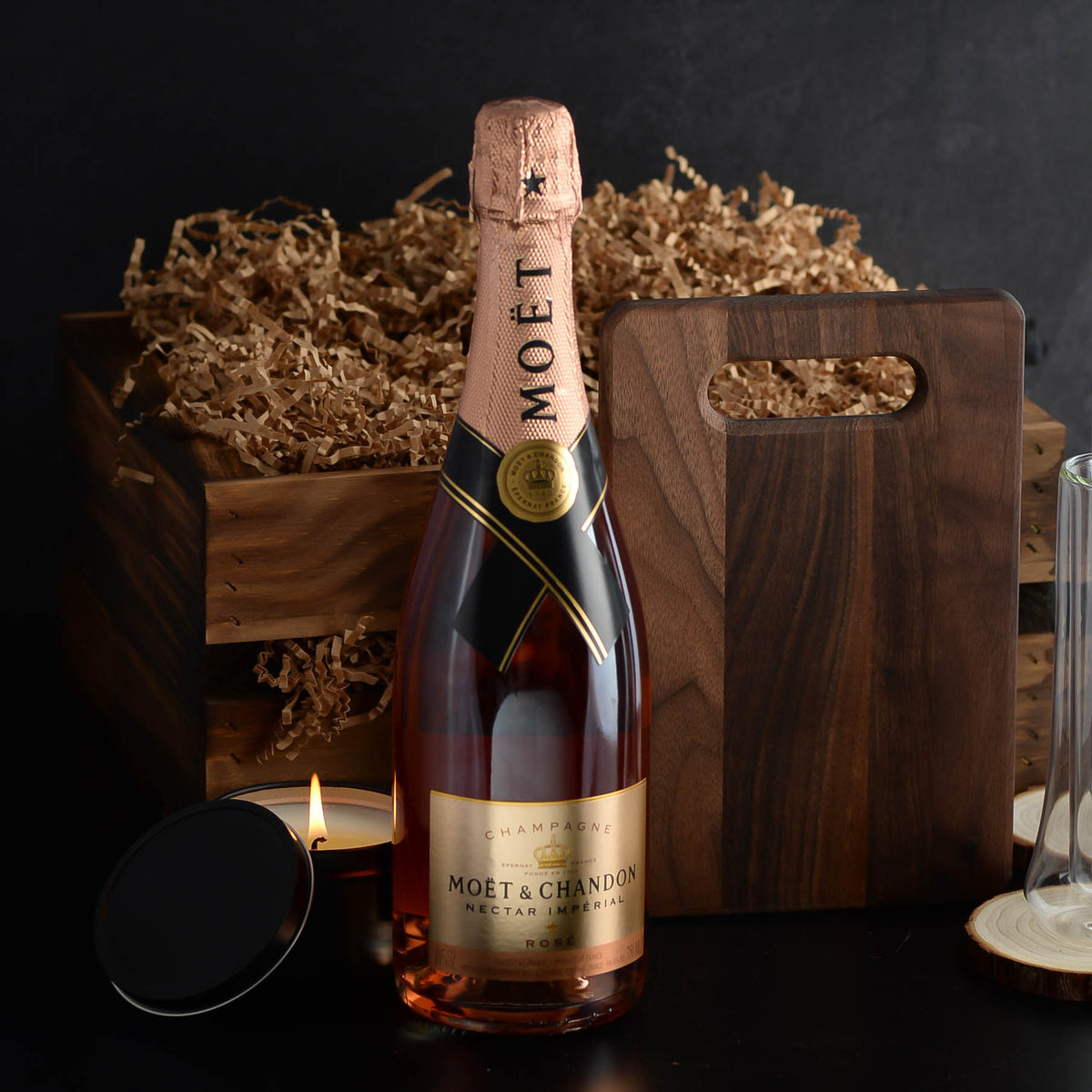 Moet Rose Champagne Gift Basket