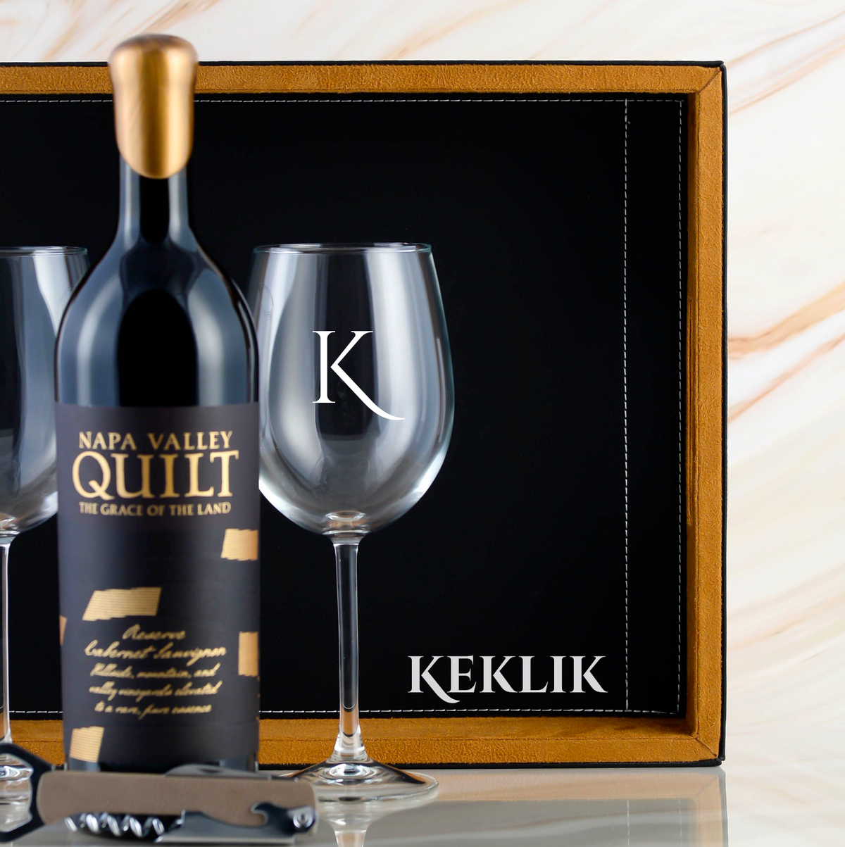 The best Engraved Wine Gift Set delivered by Elevated Spirit Shop, for wine lovers, corporate wine gifts, birthdays, holidays, and anniversary