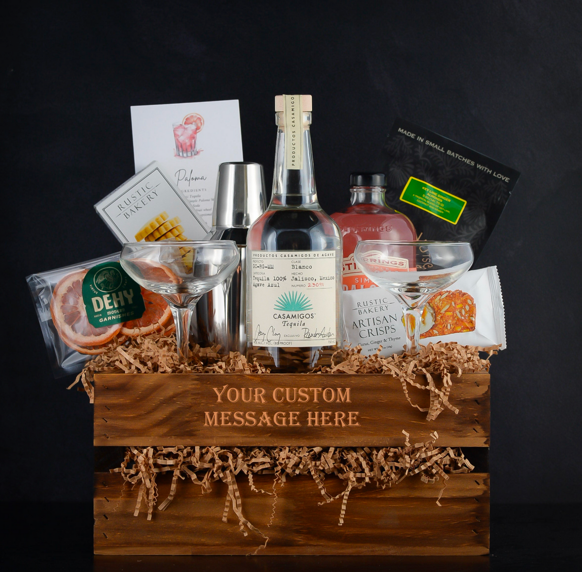 Paloma Tequila Cocktail Gift Basket for tequila lovers, Birthdays, corporate events, closings, a thank-you