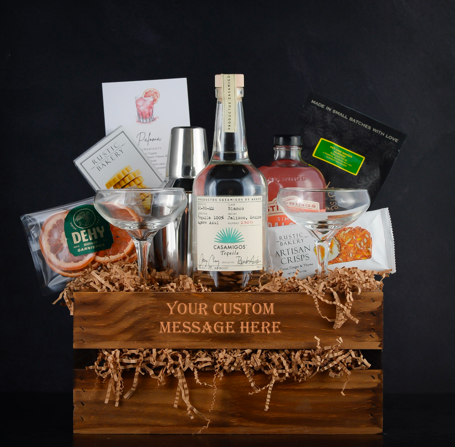 Paloma Tequila Cocktail Gift Basket for tequila lovers, Birthdays, corporate events, closings, a thank-you