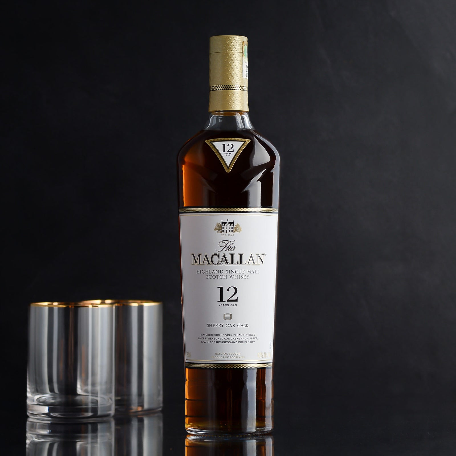Macallan 12 Year Whisky engraved bottle for birthdays, retirements, and anniversaries