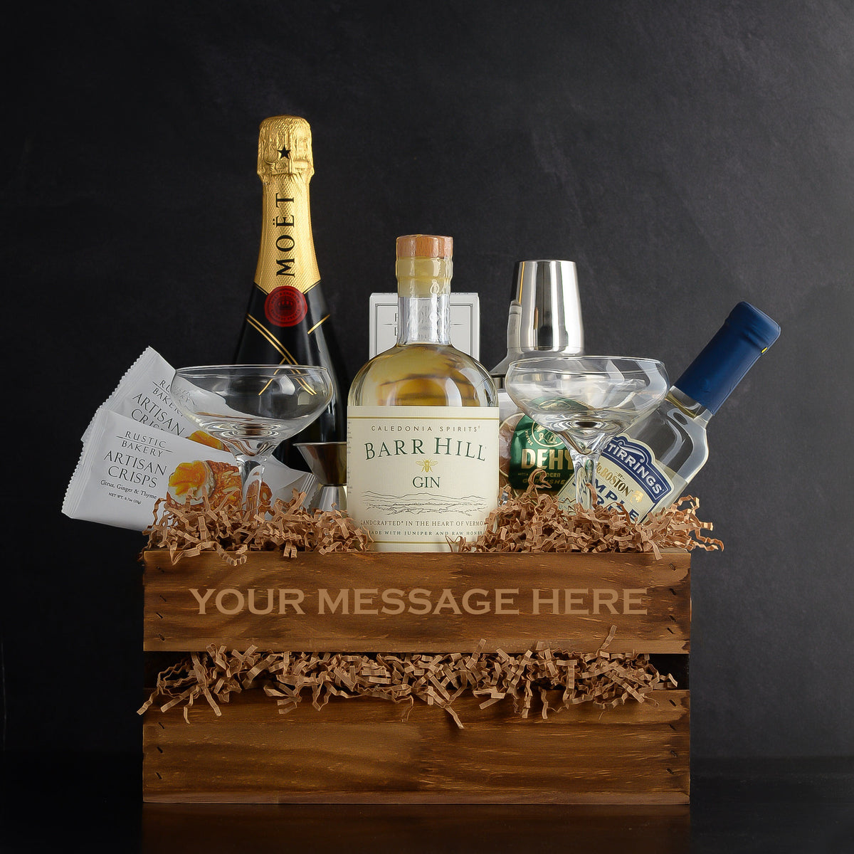 Bar Hill Gin French 75 Gift Set; Champagne Gift Baskets for closings